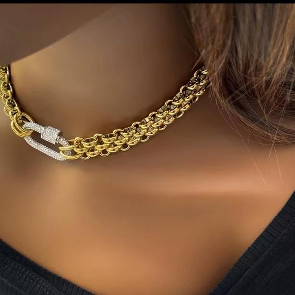 Double Link 18K Gold Stainless Steel Elegant Gold Chain Necklace - Picture 10 of 10